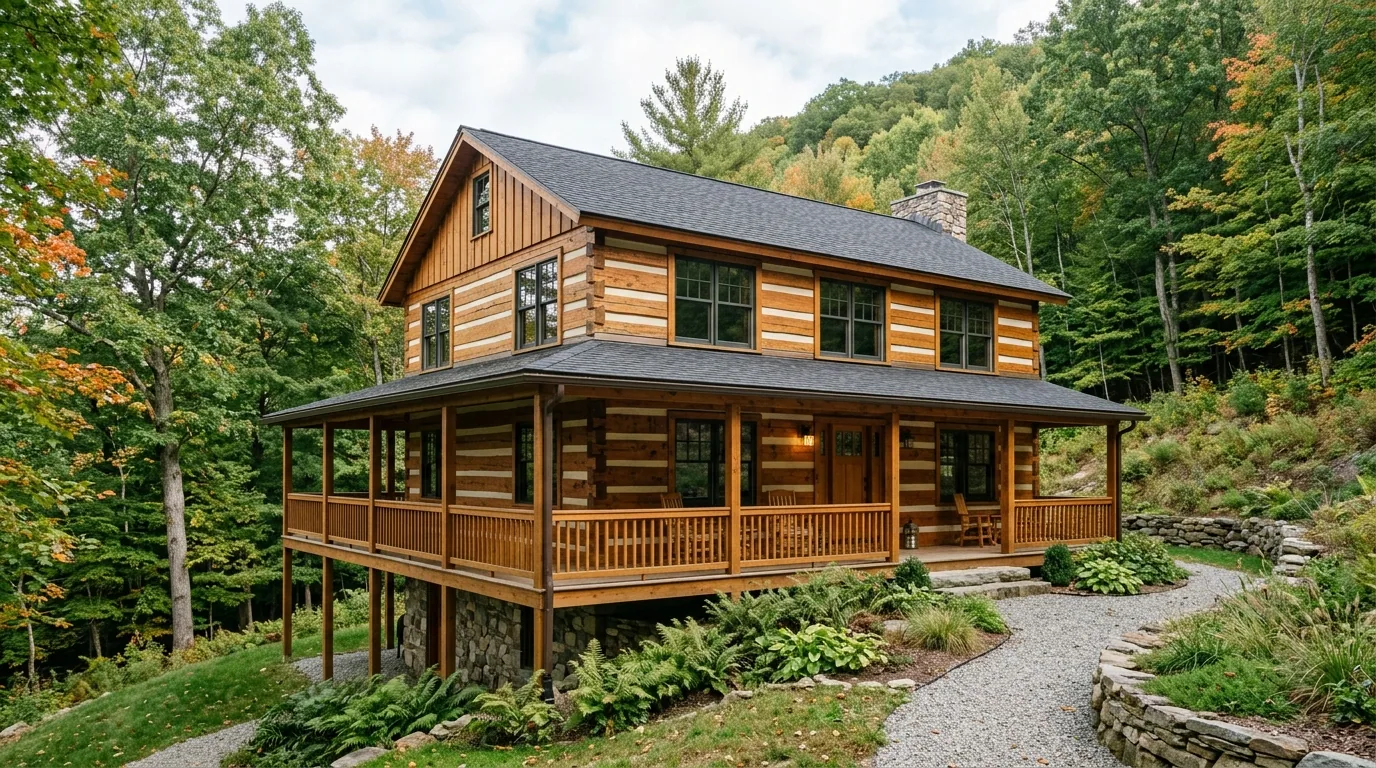 The finished result of professional log home restoration: the completed work looking clean, correct — Knoxville, TN