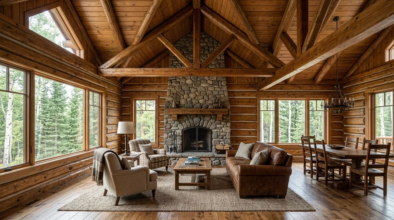 The finished result of professional log home restoration: the completed work looking clean, correct — Knoxville, TN